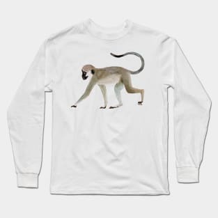 Vervet monkey hand painted watercolor Long Sleeve T-Shirt